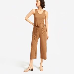 Everlane Luxe Cotton Jumpsuit in Camel/Tan
